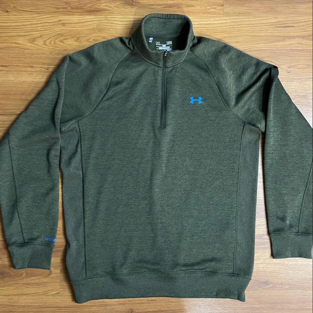 Under Armour Olive Green Quarter-Zip Pullover with Blue Logo Accent
